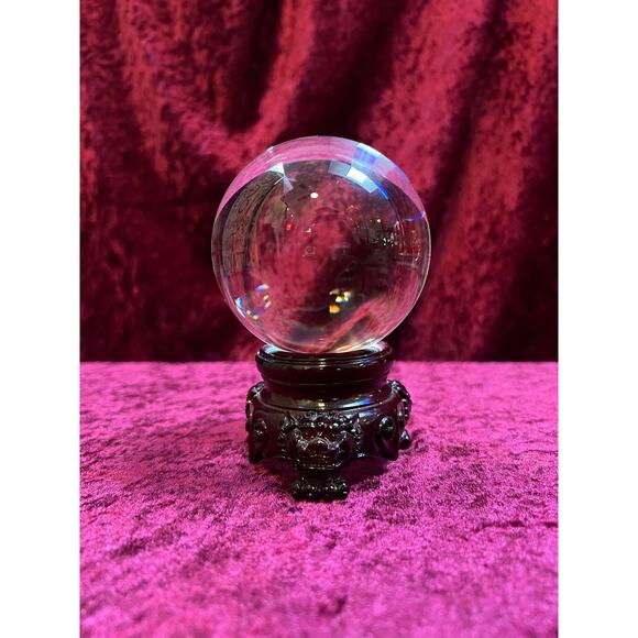 Vintage Curiosities - Crystal Ball with Carved Wood Dragon Head Stand - Medium - Picture 3 of 8